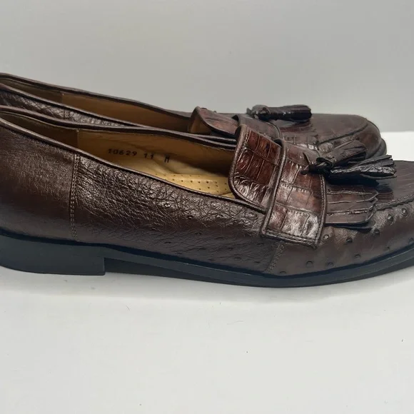 Belvedere Brown croc leather Slip-On Loafers with Croc  display picture 2
